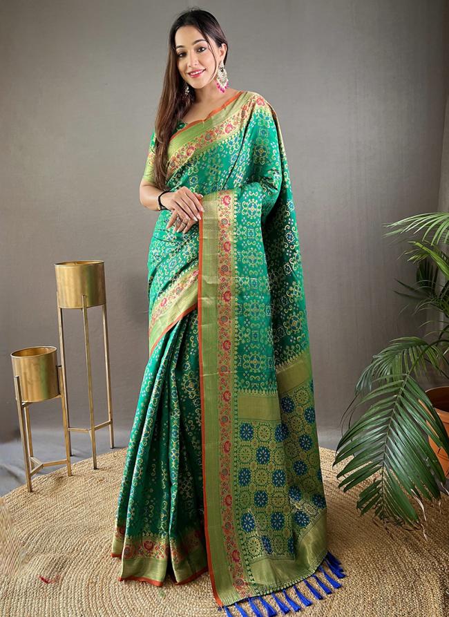 Silk Green Festival Wear Weaving Ready To Wear Saree